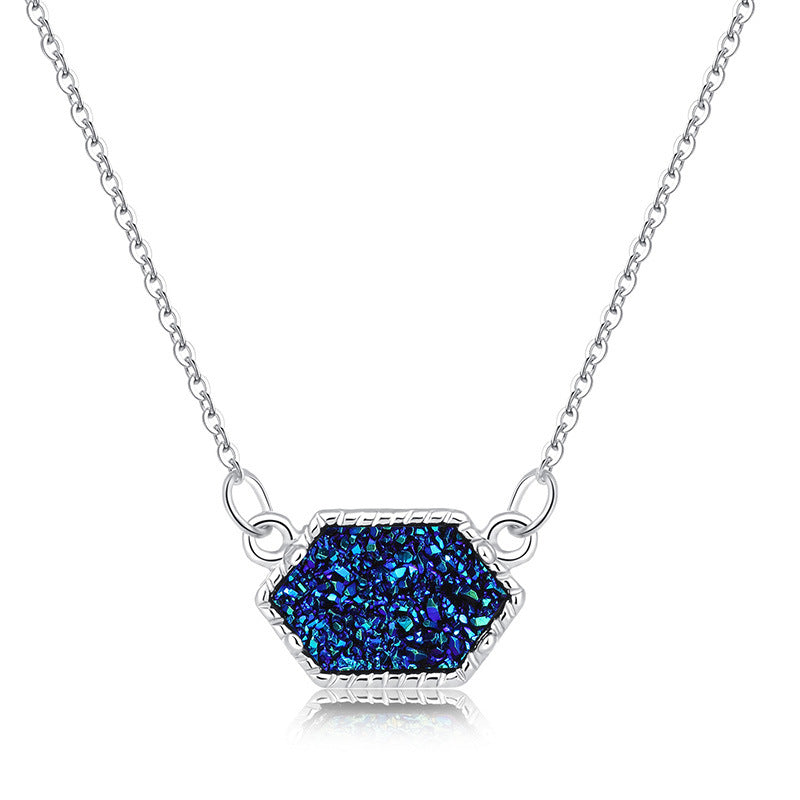 fashion simple multicolor crystal cluster turquoise diamond pendant necklace