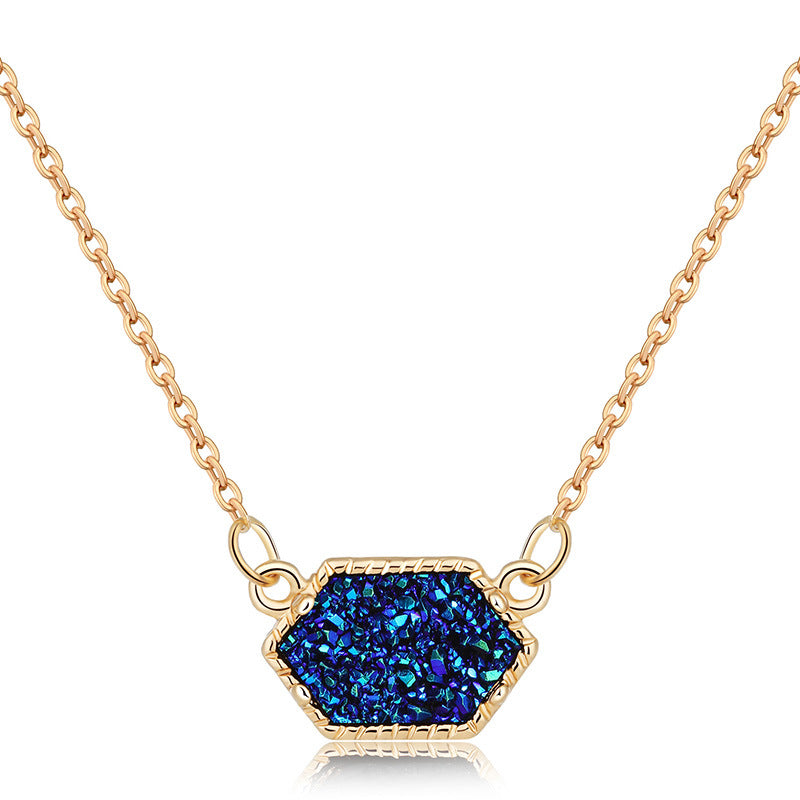 fashion simple multicolor crystal cluster turquoise diamond pendant necklace