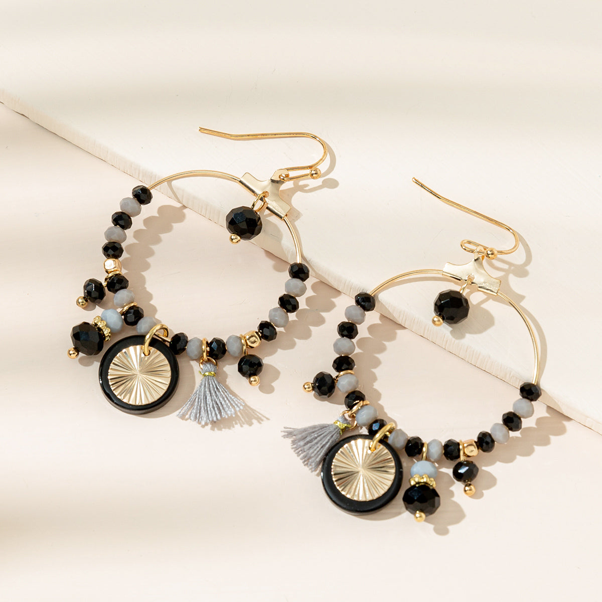 1 pair elegant lady leaf alloy glass soft clay gold plated drop earrings