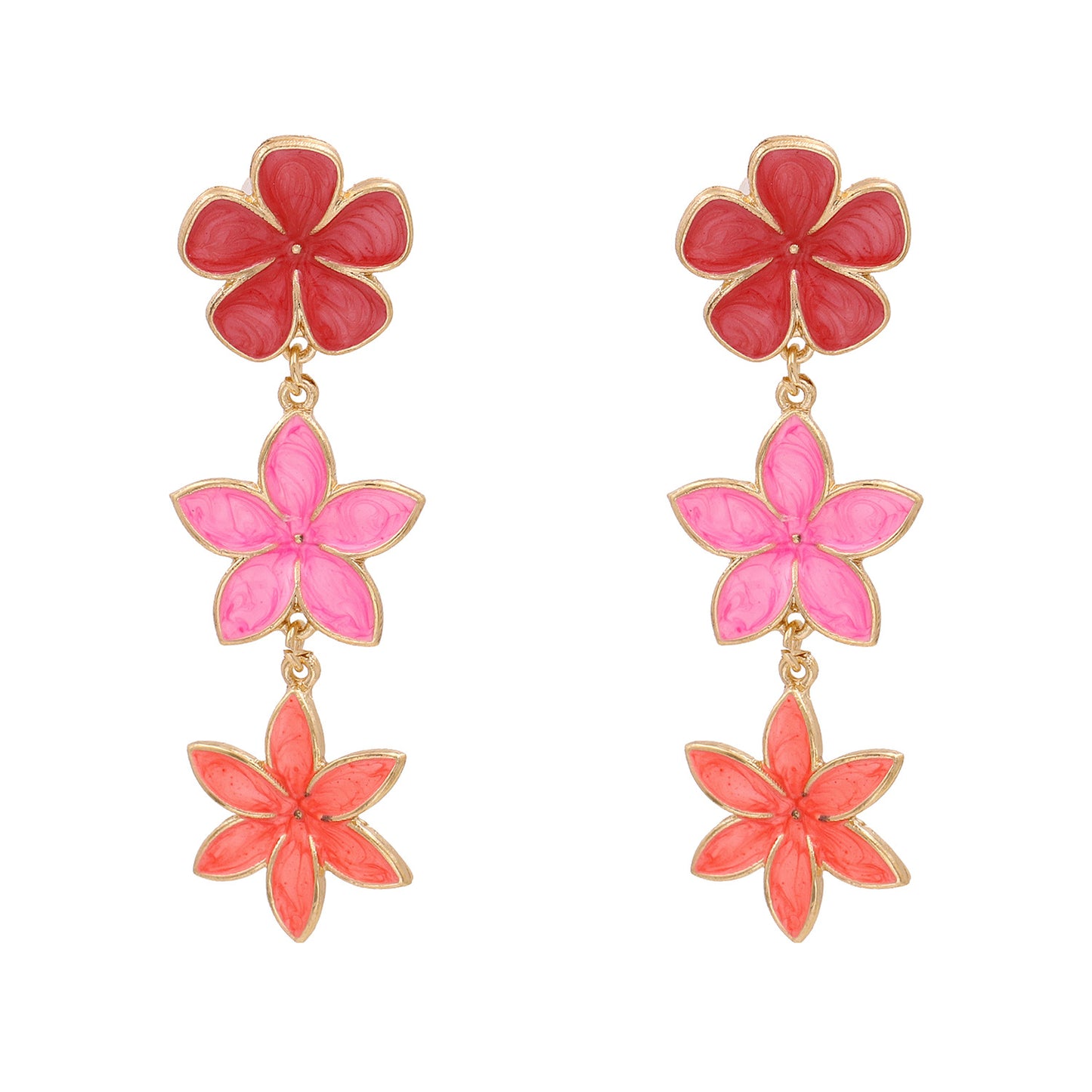 fashion retro lilac oil drop flower earrings three earrings personalized earrings
