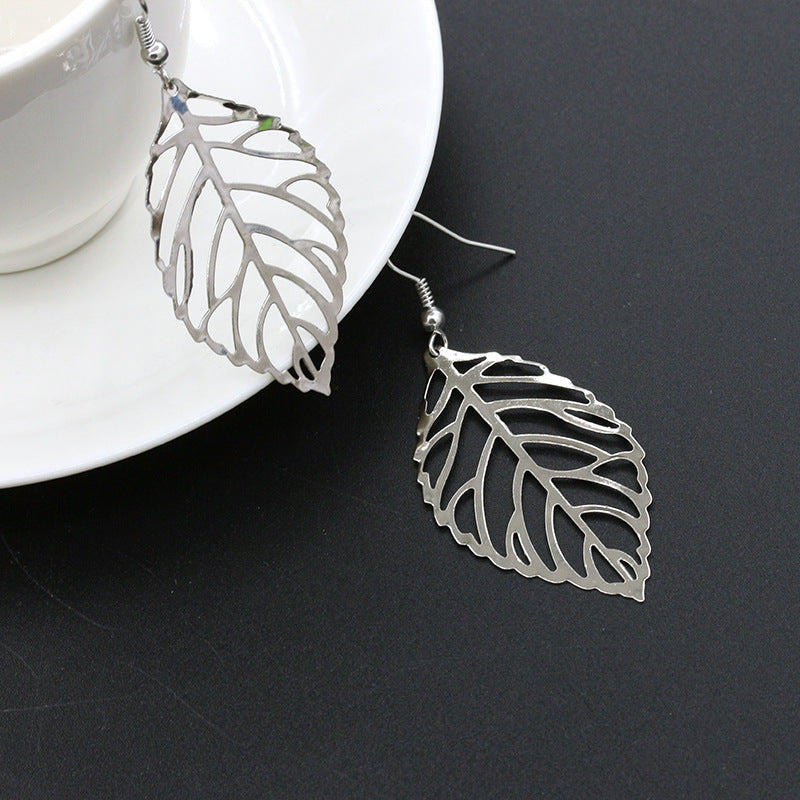 fashion leaf plating alloy no inlaid earrings