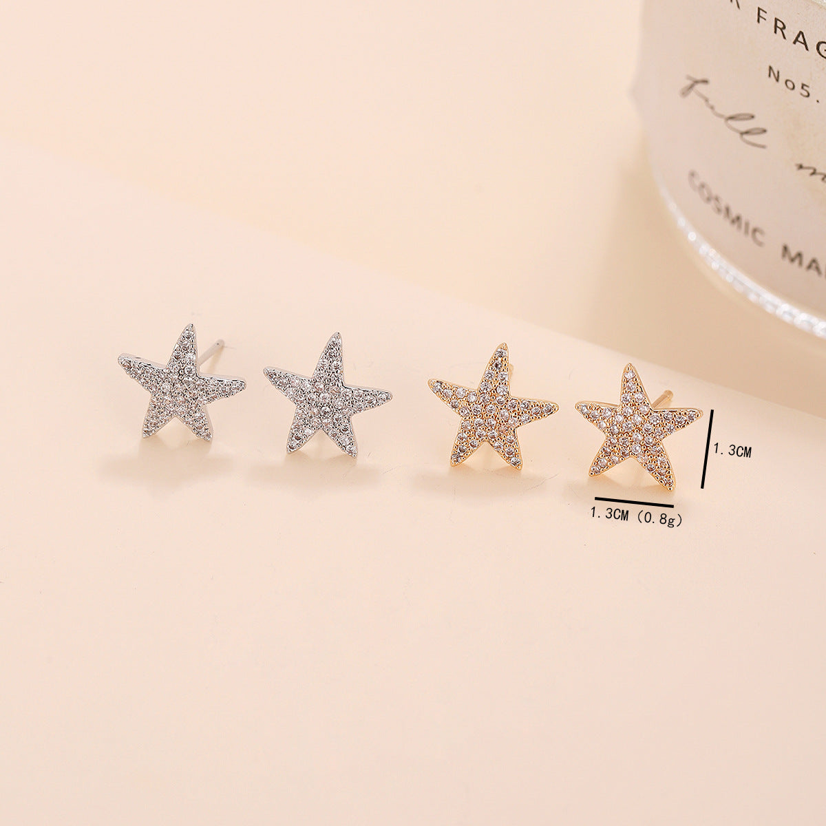 1 pair simple style star inlay alloy zircon ear studs