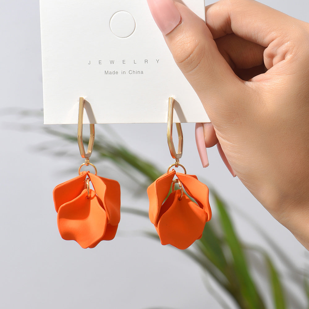 1 pair elegant vacation petal arylic zinc alloy drop earrings