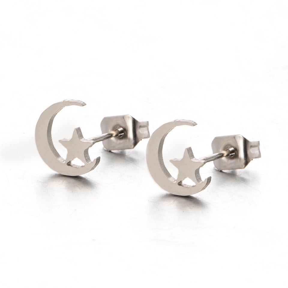 simple style geometric stainless steel no inlaid earrings ear studs