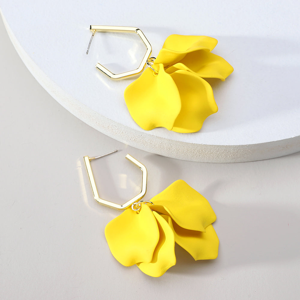 1 pair elegant vacation petal arylic zinc alloy drop earrings