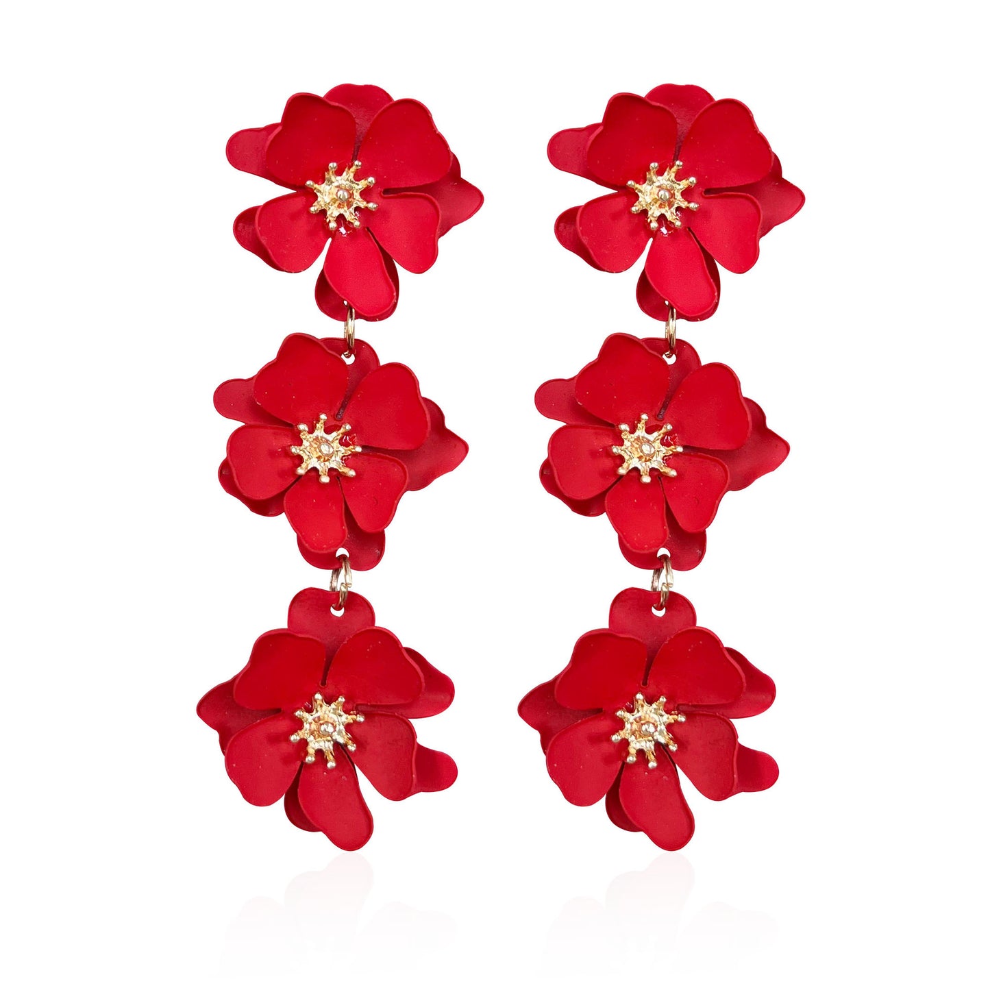 1 pair elegant bohemian simple style flower plating alloy drop earrings