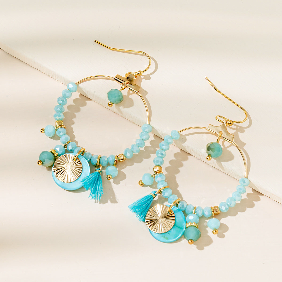 1 pair elegant lady leaf alloy glass soft clay gold plated drop earrings