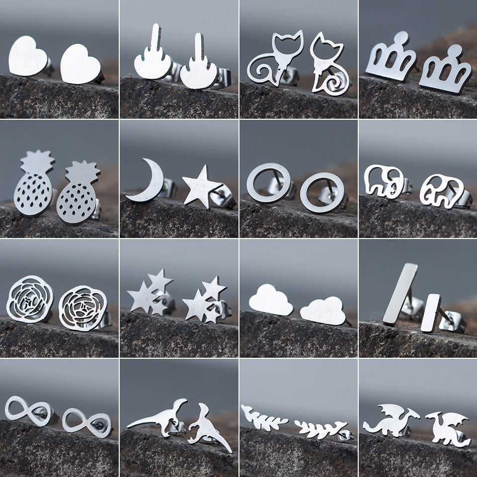 1 Pair Simple Style Animal Plating Stainless Steel Ear Studs