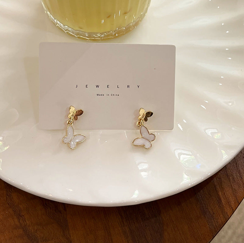 fashion butterfly alloy enamel drop earrings