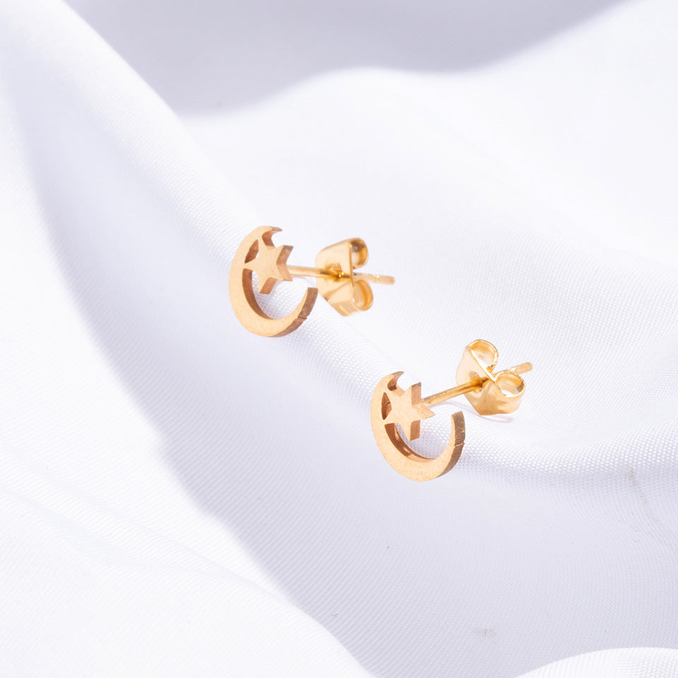 simple style geometric stainless steel no inlaid earrings ear studs