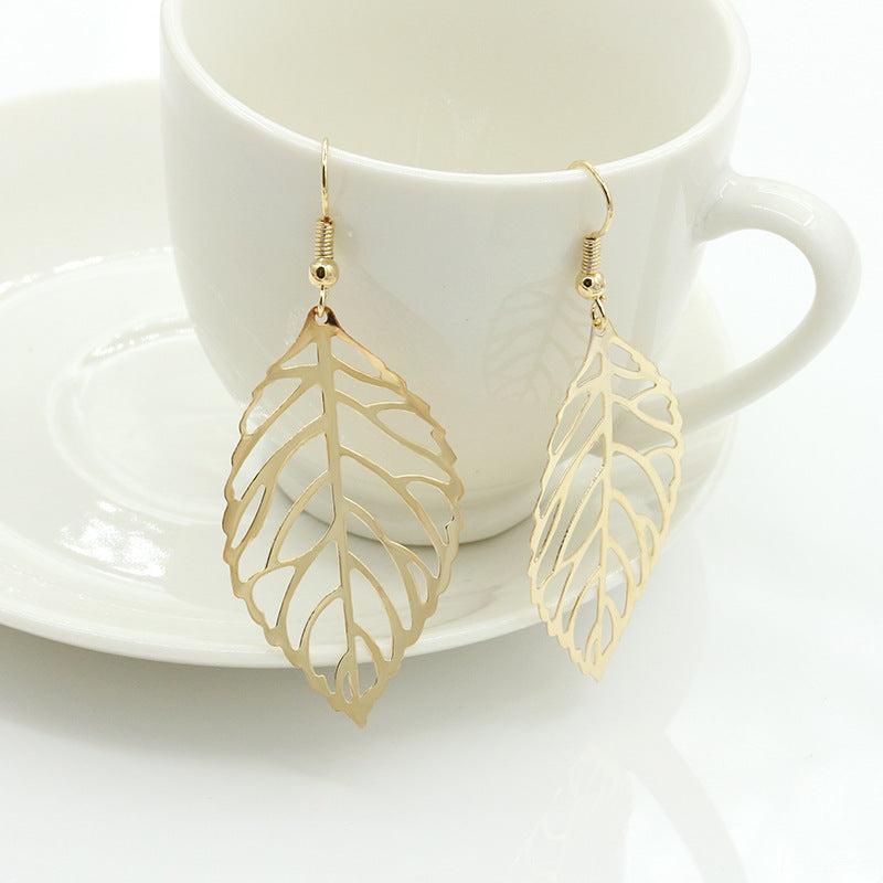 fashion leaf plating alloy no inlaid earrings