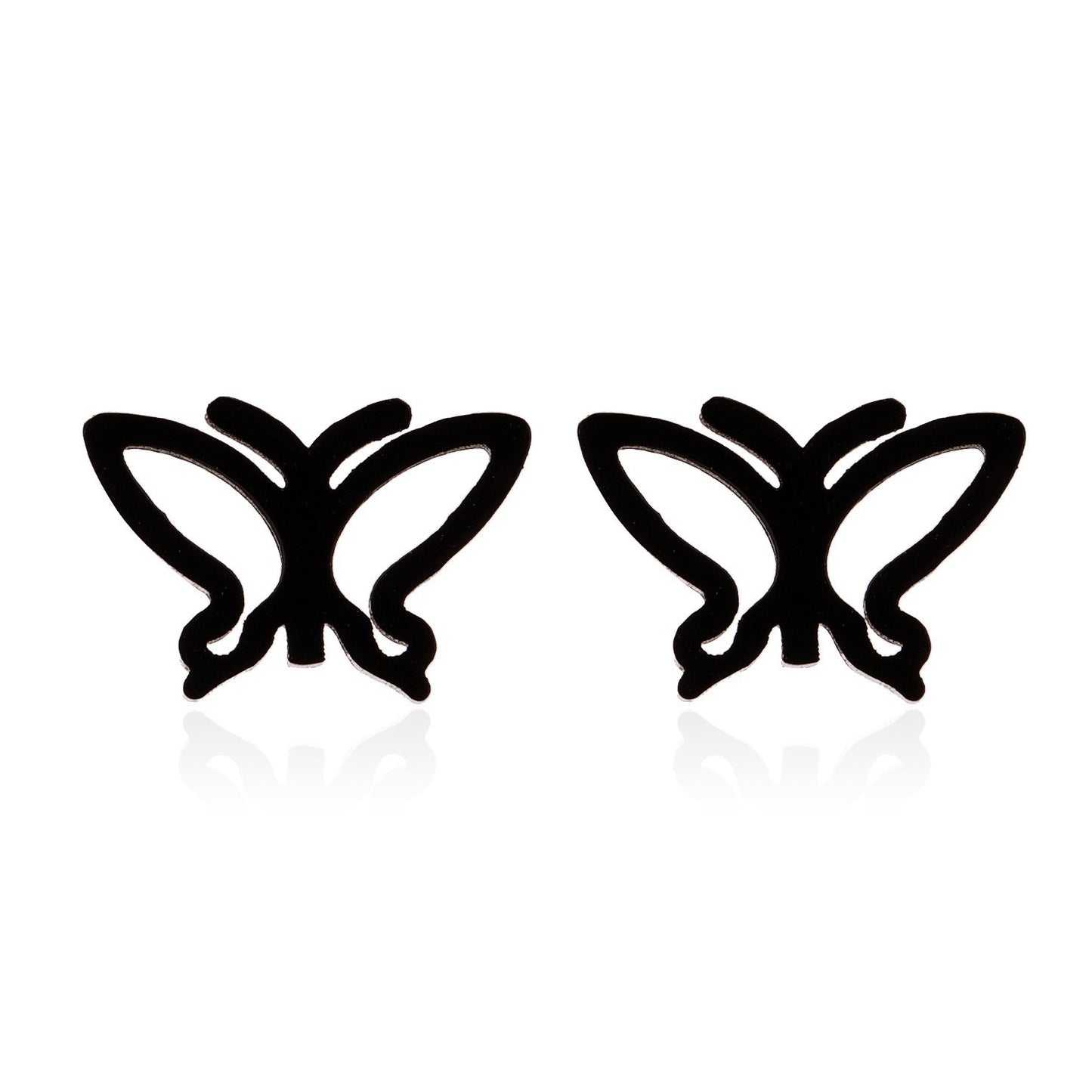 1 pair retro butterfly titanium steel plating hollow out ear studs