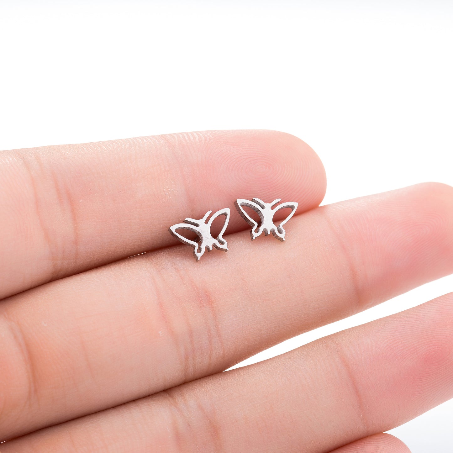 1 pair retro butterfly titanium steel plating hollow out ear studs