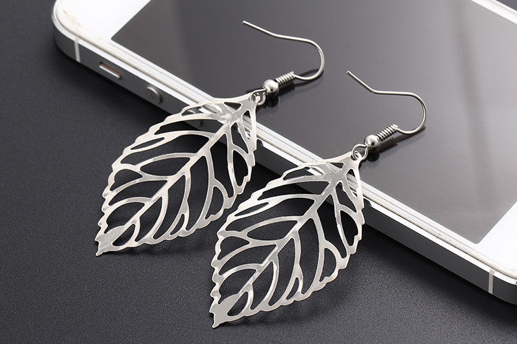 fashion leaf plating alloy no inlaid earrings