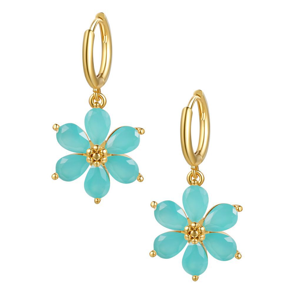 fashion flower copper artificial gemstones earrings