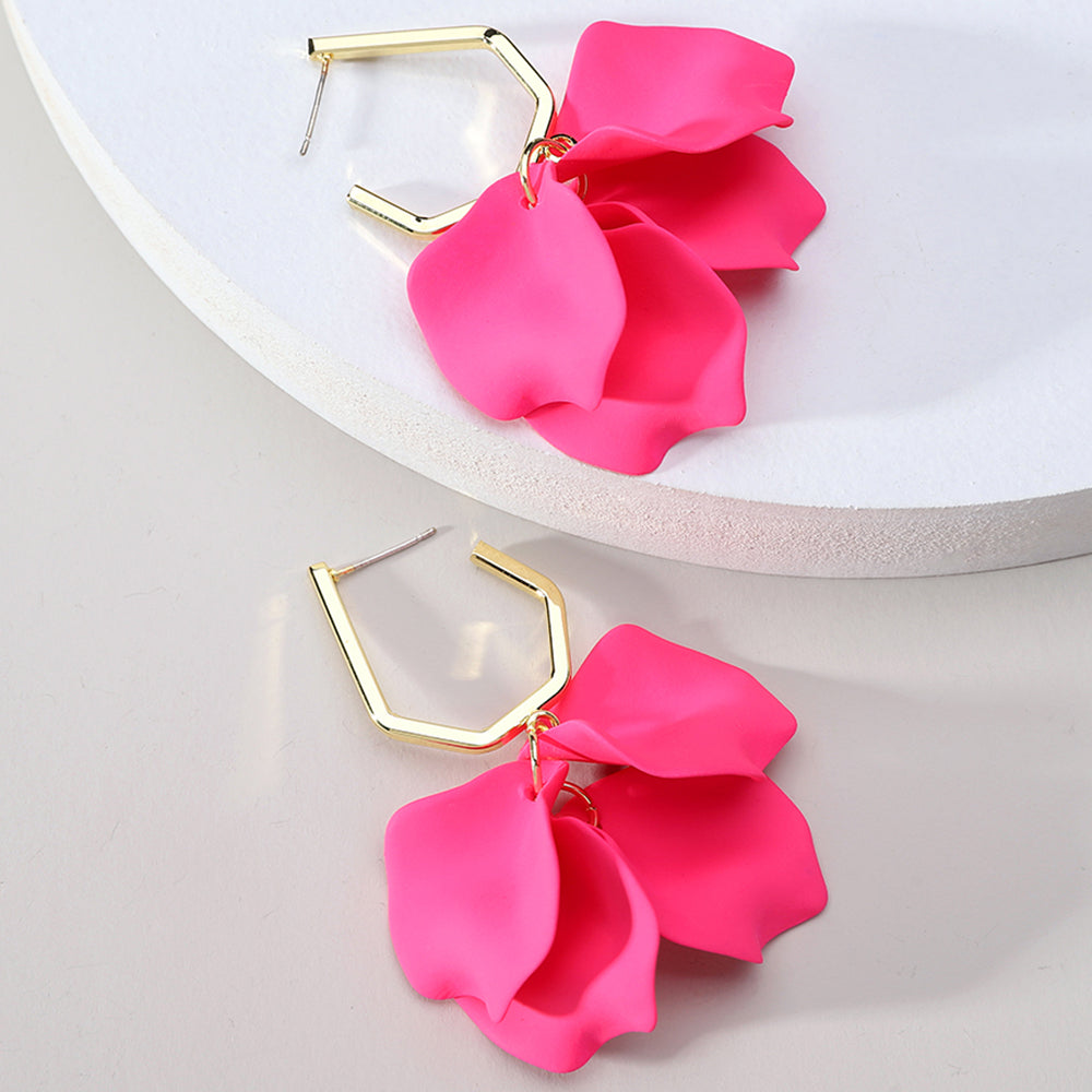 1 pair elegant vacation petal arylic zinc alloy drop earrings