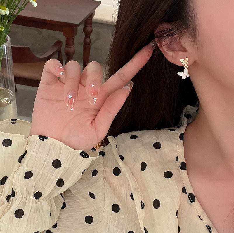 fashion butterfly alloy enamel drop earrings