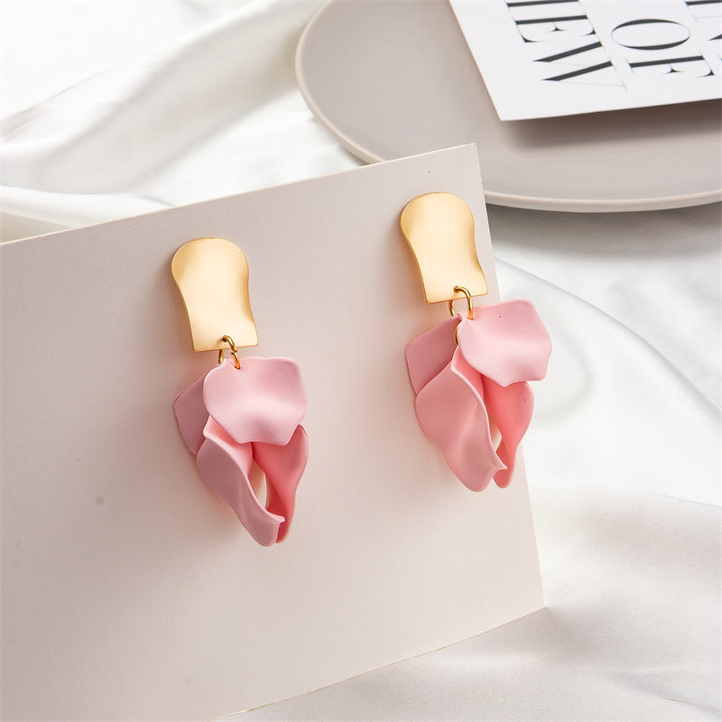 creative acrylic rose petal earrings fashion earrings