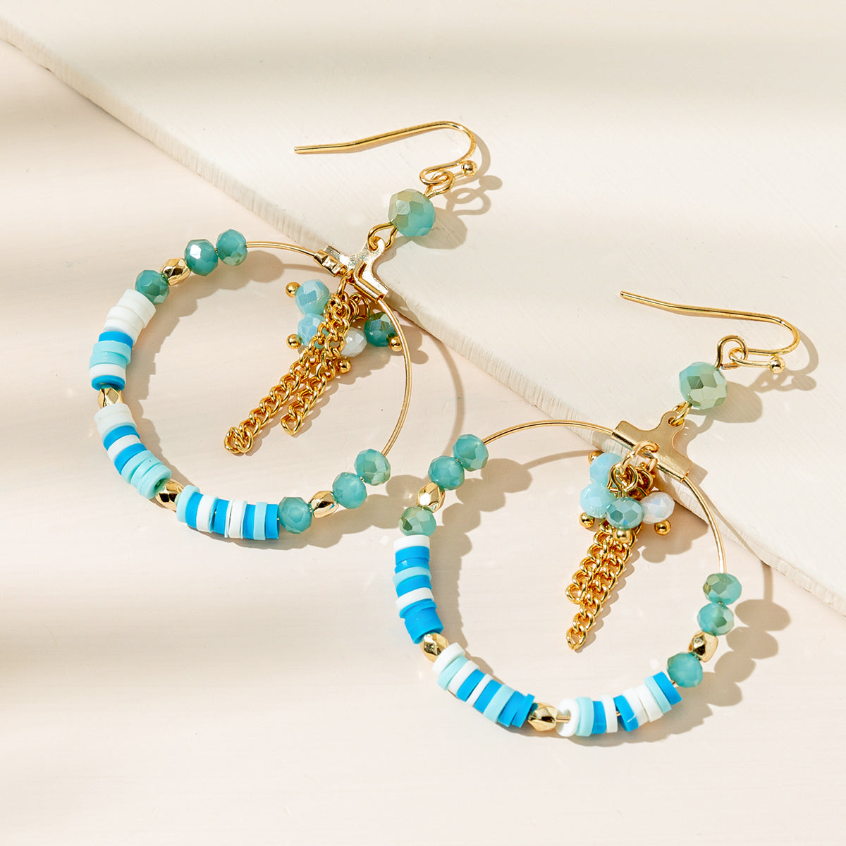 1 pair elegant lady leaf alloy glass soft clay gold plated drop earrings
