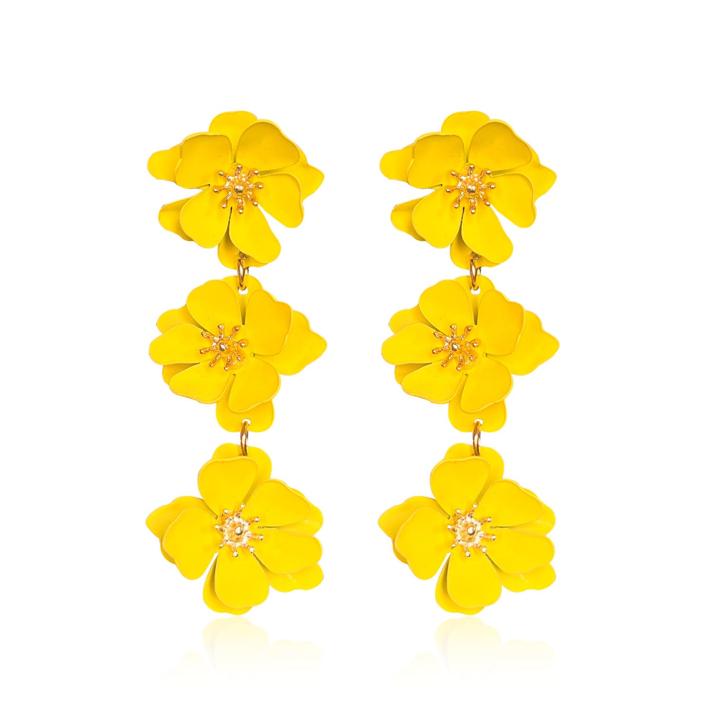 1 pair elegant bohemian simple style flower plating alloy drop earrings