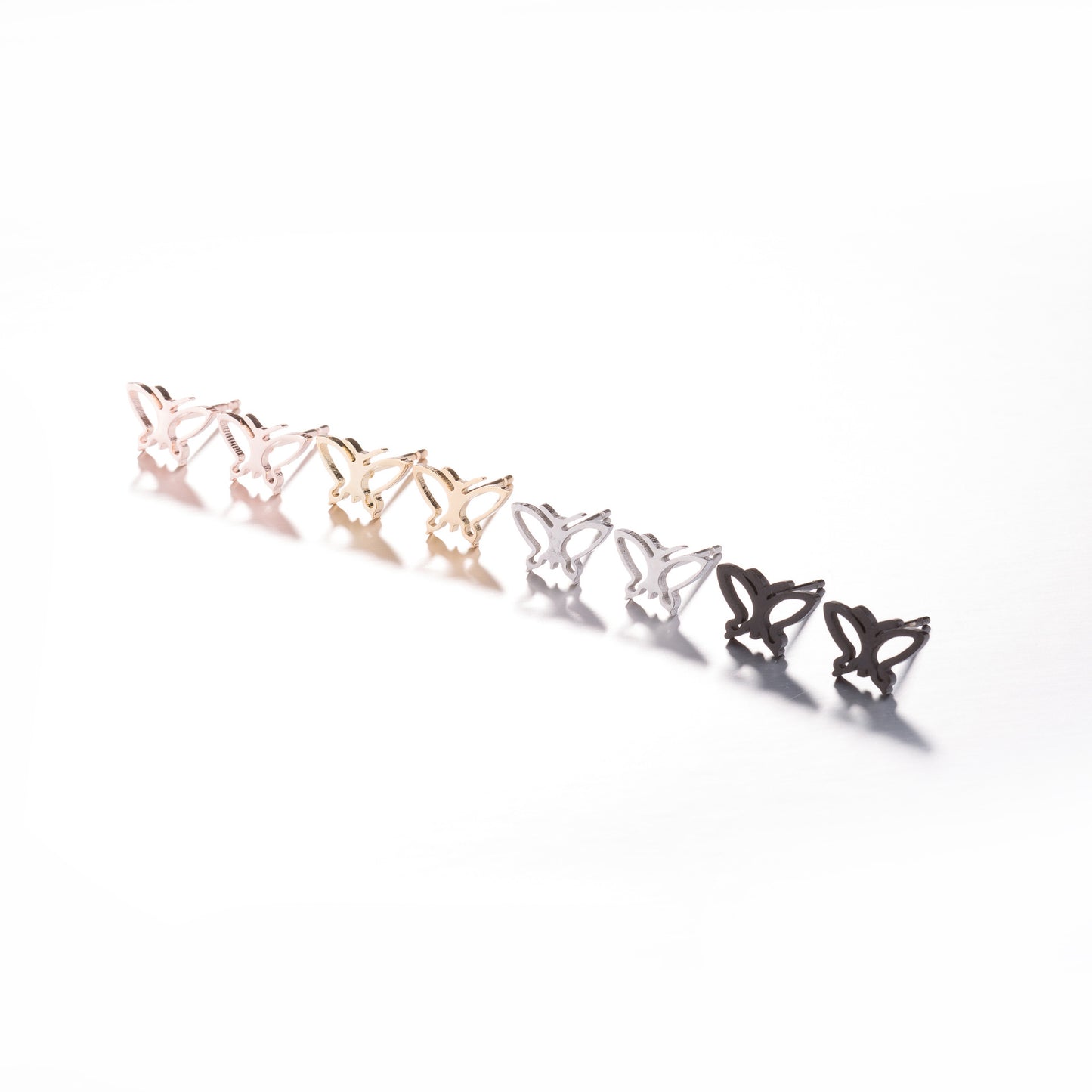 1 pair retro butterfly titanium steel plating hollow out ear studs