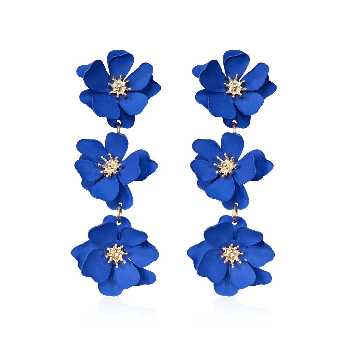1 pair elegant bohemian simple style flower plating alloy drop earrings