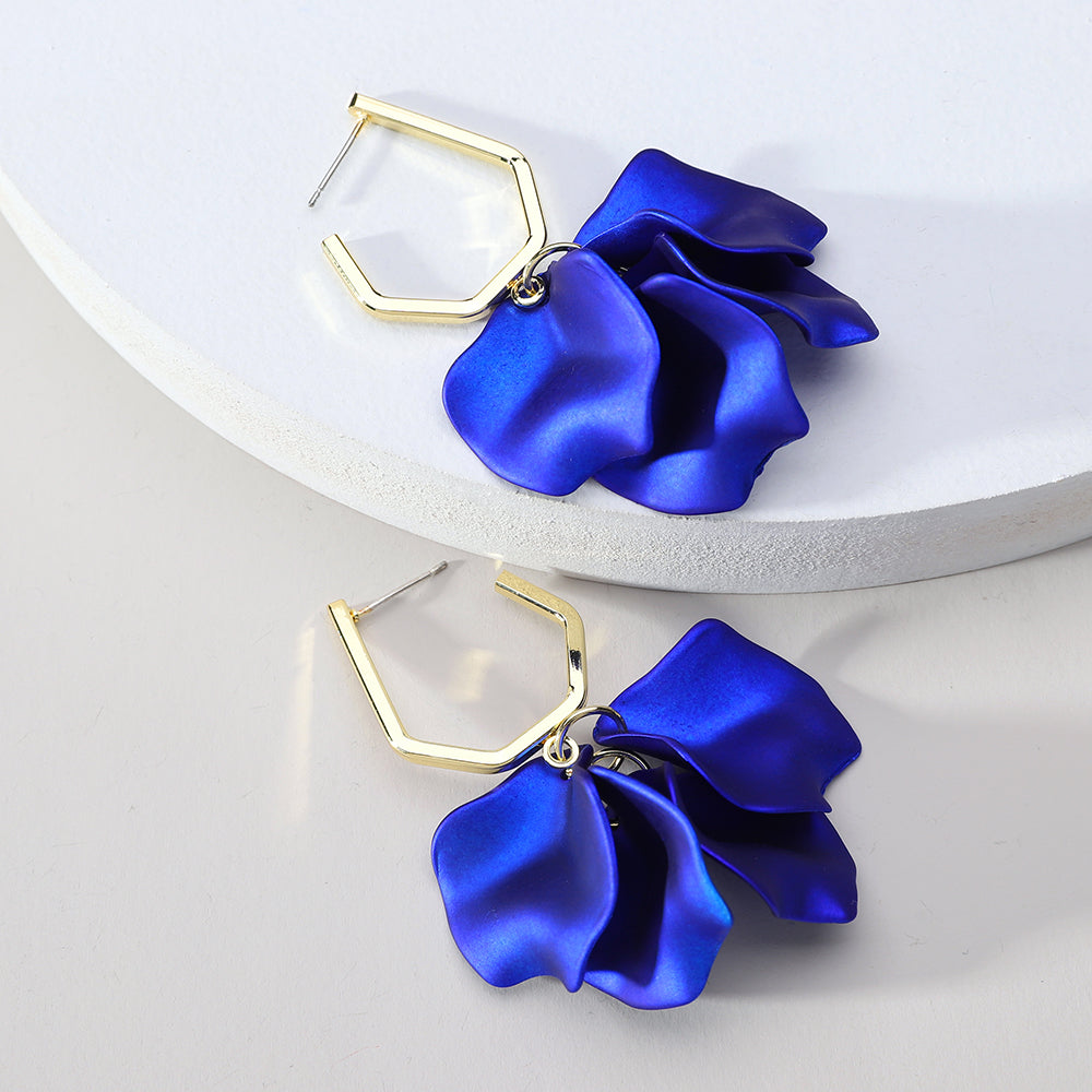 1 pair elegant vacation petal arylic zinc alloy drop earrings