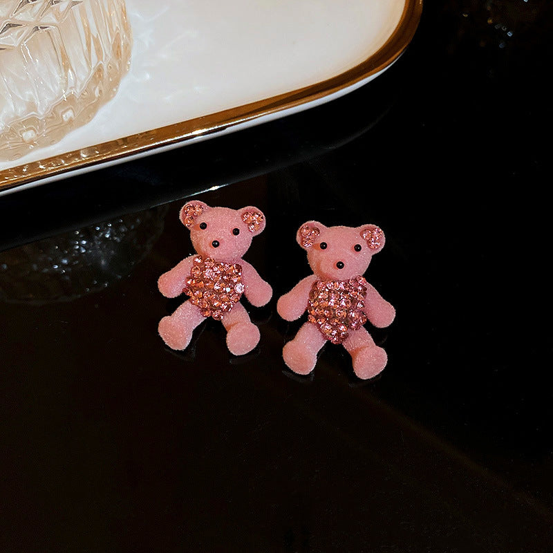 cute bear cloth artificial gemstones earrings