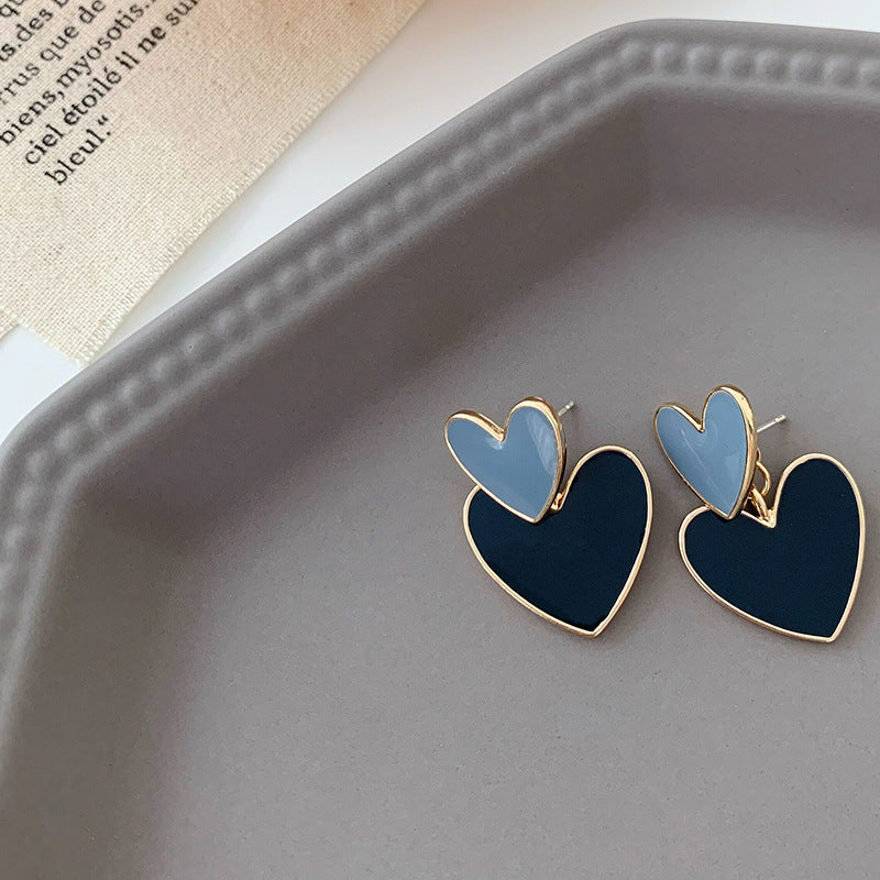 cute heart shape alloy enamel women's drop earrings
