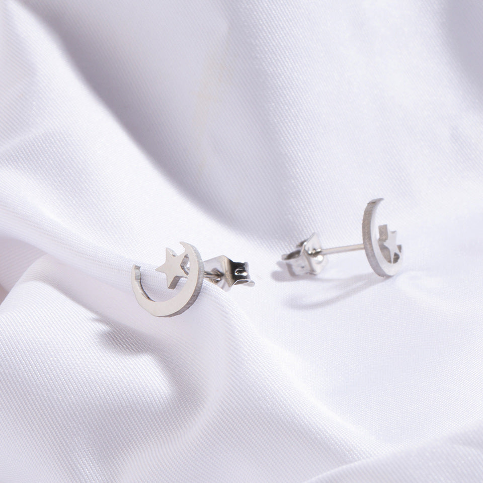 simple style geometric stainless steel no inlaid earrings ear studs