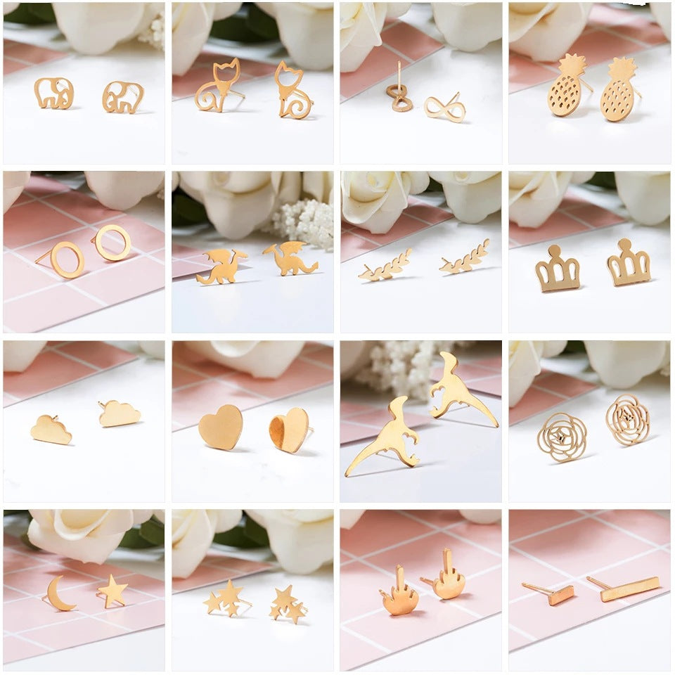 1 Pair Simple Style Animal Plating Stainless Steel Ear Studs