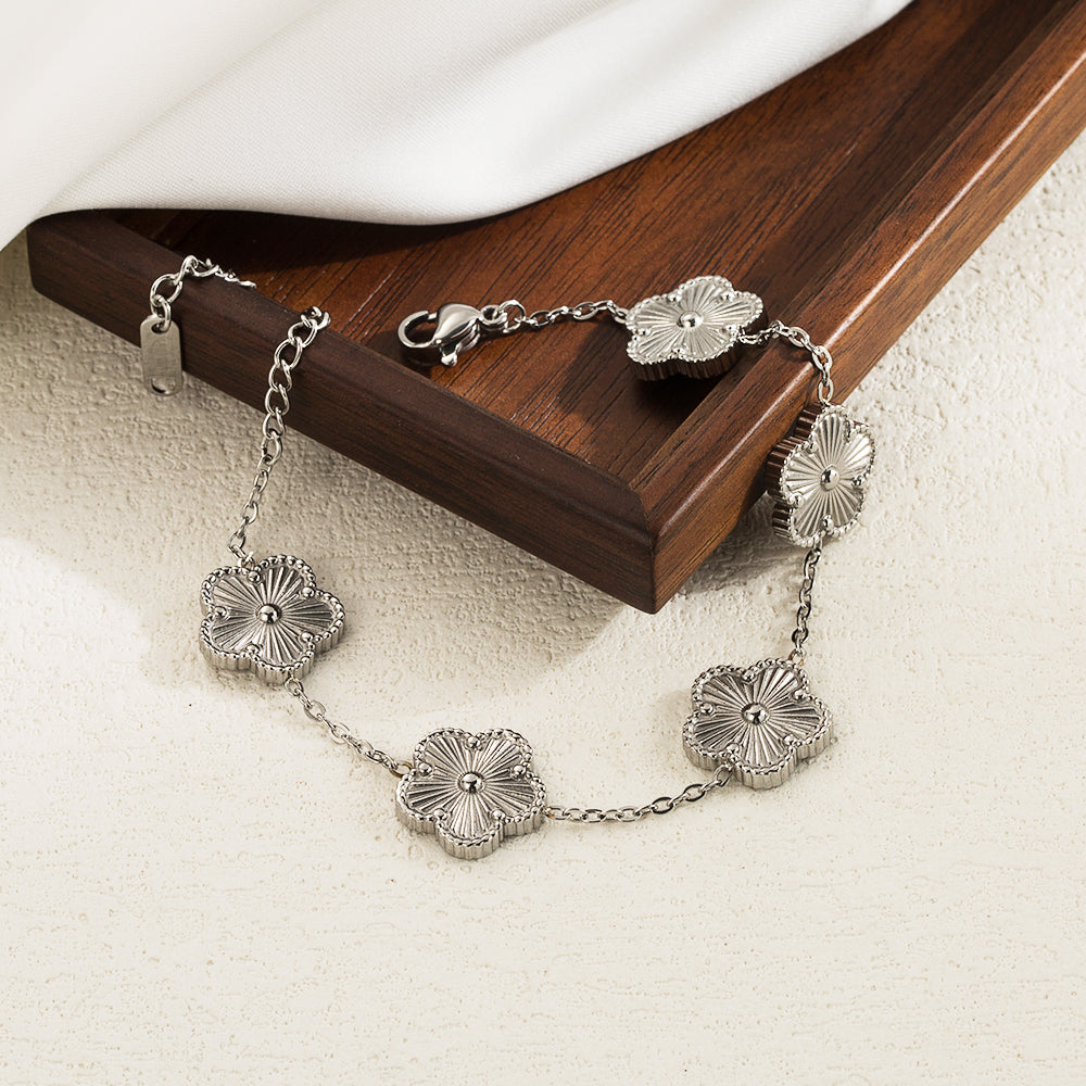 304 Stainless Steel 18K Gold Plated Basic Vintage Style Plating Flower Bracelets Ear Studs Necklace