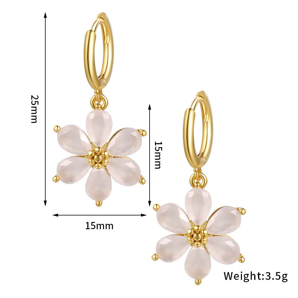fashion flower copper artificial gemstones earrings