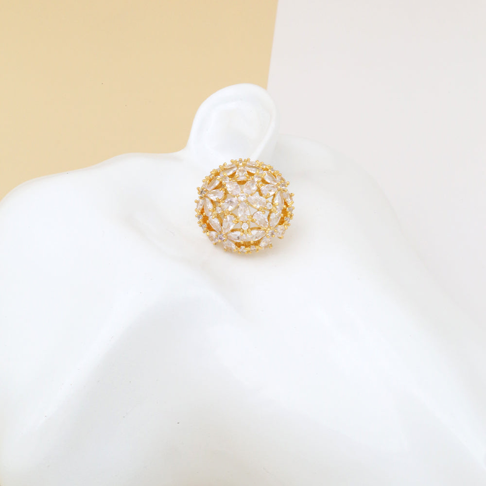 1 Pair Luxurious Simple Style Solid Color Plating Hollow Out Inlay Copper Zircon 18K Gold Plated Ear Studs