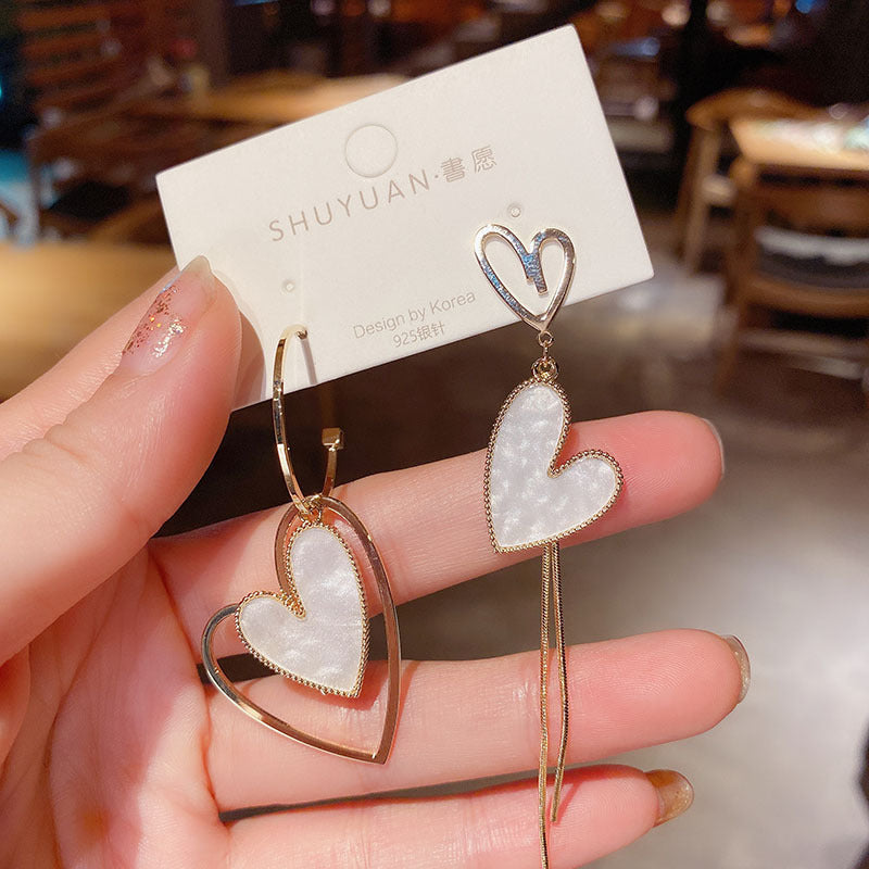 1 pair simple style heart shape alloy plating women's earrings