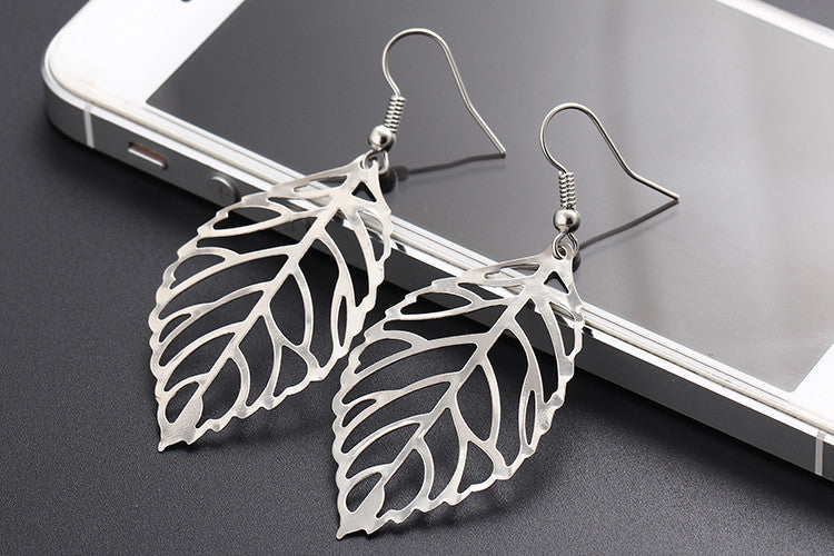 fashion leaf plating alloy no inlaid earrings