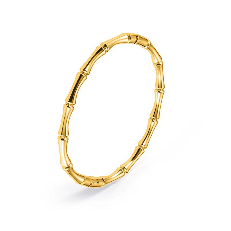 simple style bamboo stainless steel plating bangle