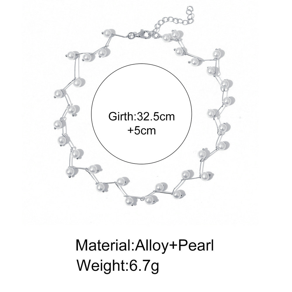 vintage style water droplets heart shape artificial pearl alloy women's necklace