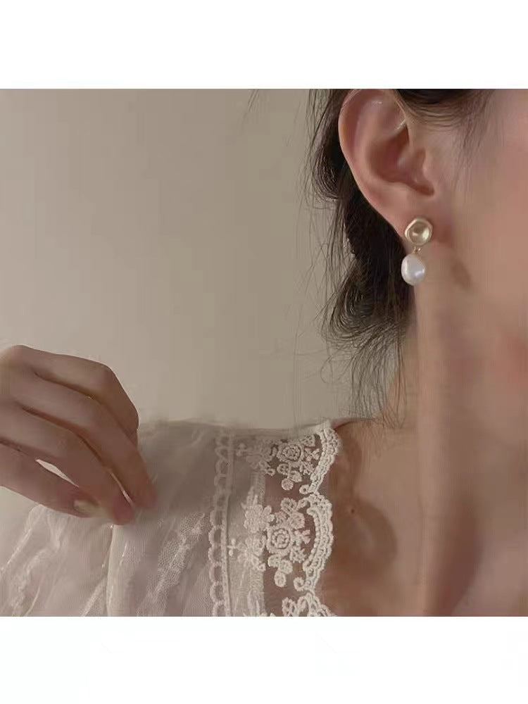1 Pair IG Style Irregular Plating Alloy Freshwater Pearl Drop Earrings