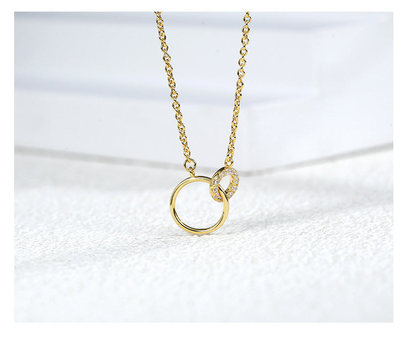 simple style round copper 18k gold plated zircon pendant necklace in bulk