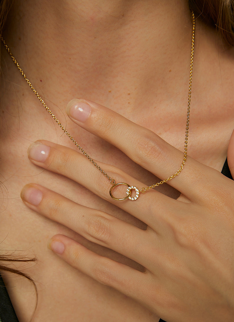 simple style round copper 18k gold plated zircon pendant necklace in bulk
