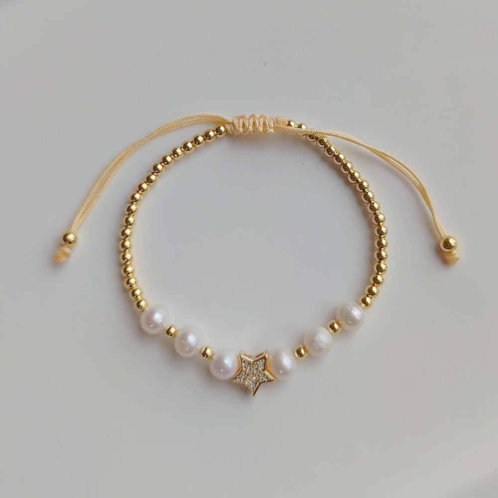 fashion star moon heart shape pearl beaded inlay rhinestones bracelets 1 piece