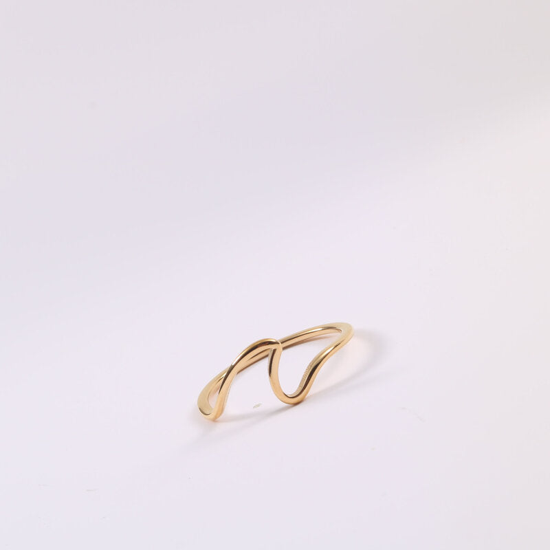 simple style solid color titanium steel plating 18k gold plated rings