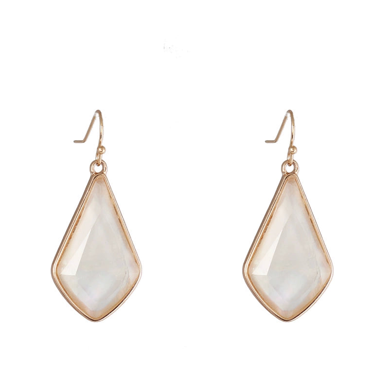 1 pair simple style color block alloy inlay shell women's drop earrings