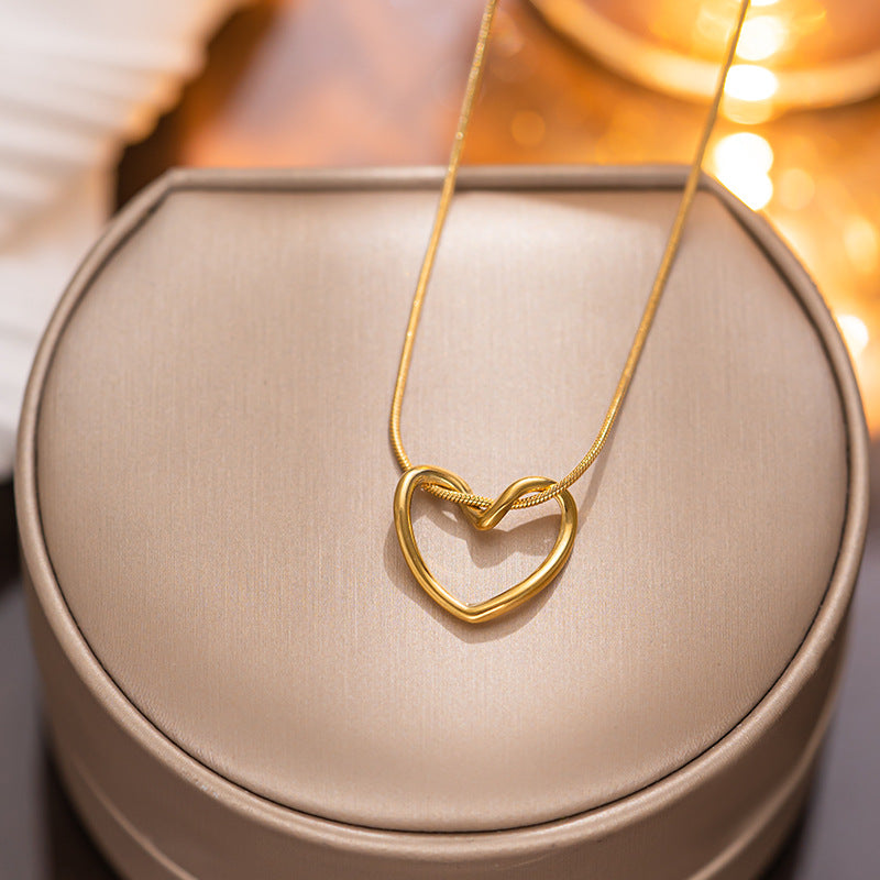 simple style solid color titanium steel pendant necklace