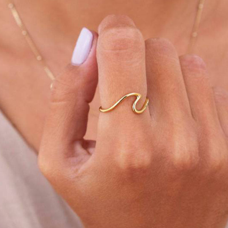 simple style solid color titanium steel plating 18k gold plated rings
