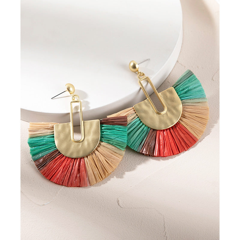 beach sector rattan drop earrings