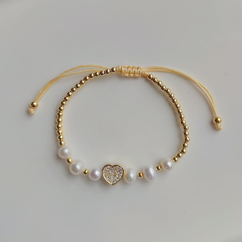 fashion star moon heart shape pearl beaded inlay rhinestones bracelets 1 piece
