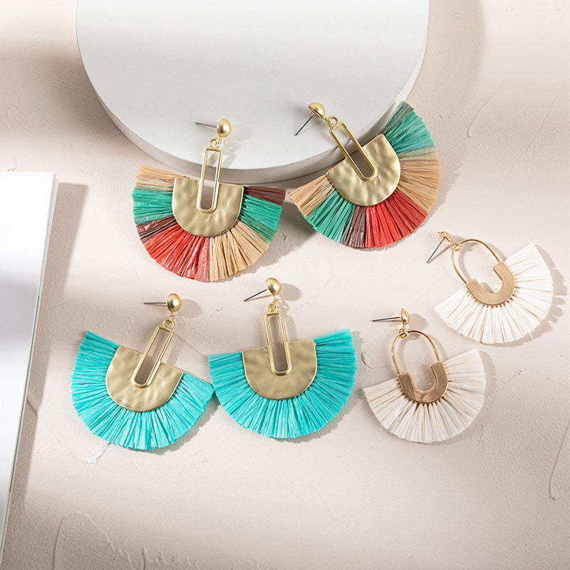 beach sector rattan drop earrings