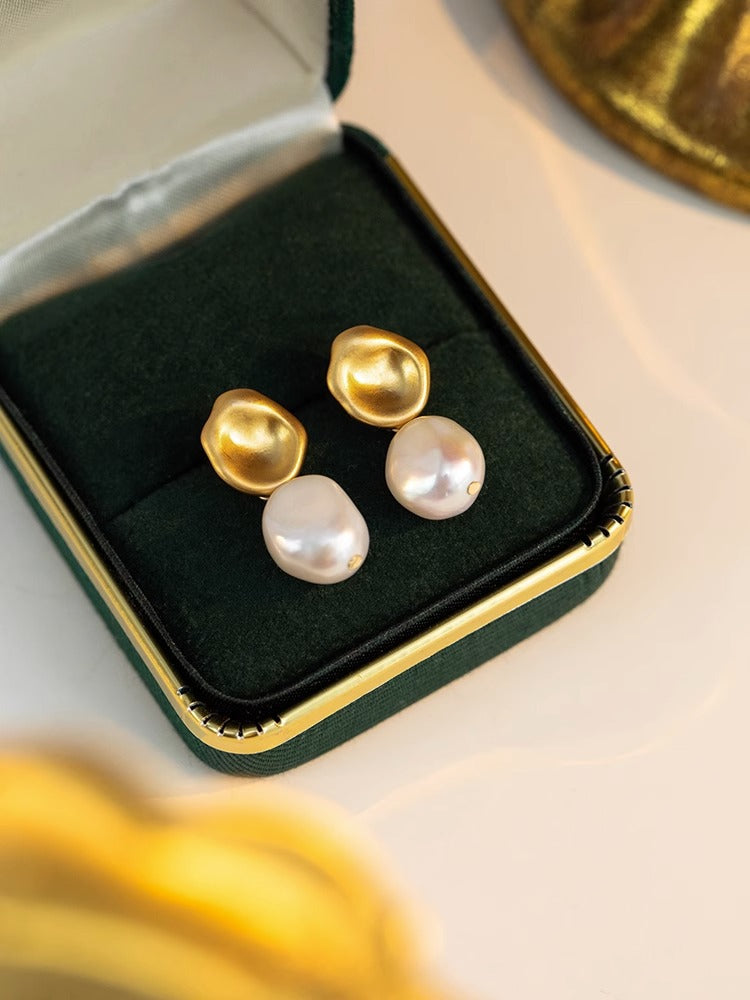 1 Pair IG Style Irregular Plating Alloy Freshwater Pearl Drop Earrings